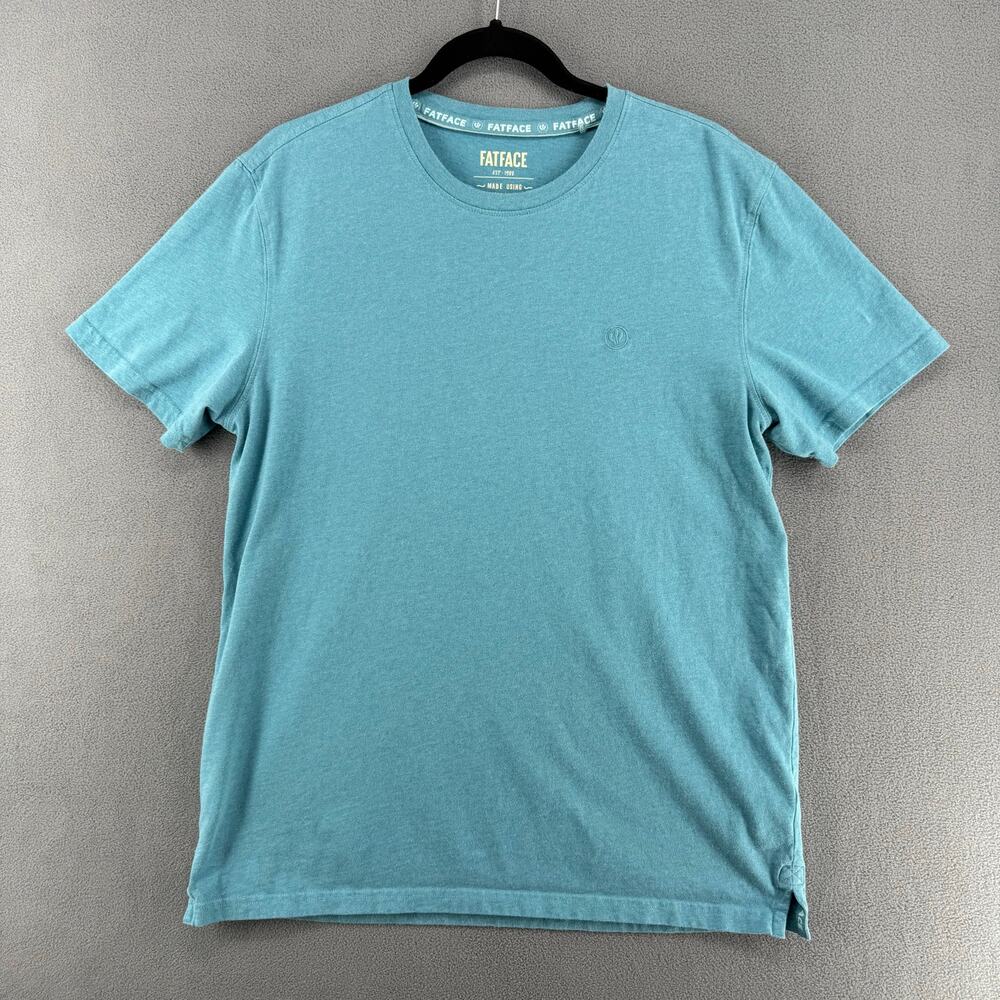 FatFace Organic Cotton Crew Neck Short Sleeve T Shirt Mens M Dusky‎ Blue Soft